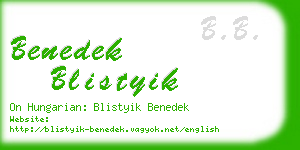 benedek blistyik business card